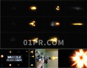 Pr图形模板 12组武器射击闪光火焰动画元素 Pr素材
